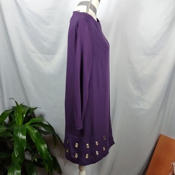 NWT Just Fab Purple With Gold Metal Embellishments Midi Dress - Picture 2 of 7